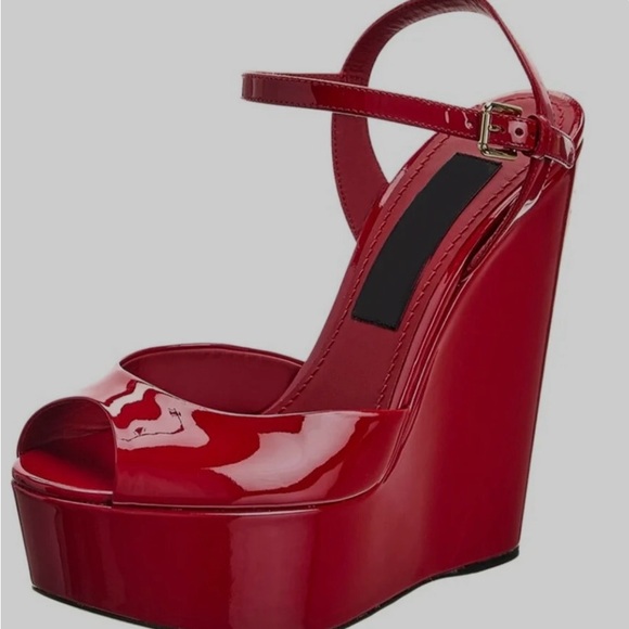 Dolce & Gabbana Red Wedge Sandals - Picture 3 of 3